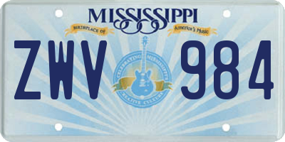 MS license plate ZWV984