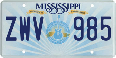 MS license plate ZWV985