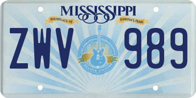 MS license plate ZWV989
