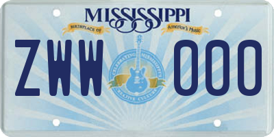 MS license plate ZWW000