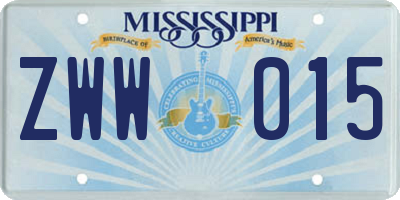 MS license plate ZWW015