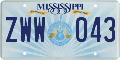 MS license plate ZWW043