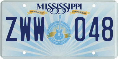 MS license plate ZWW048