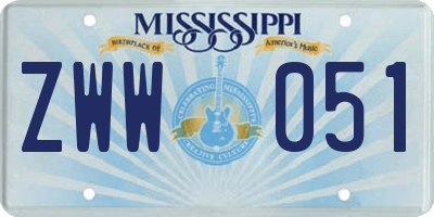 MS license plate ZWW051