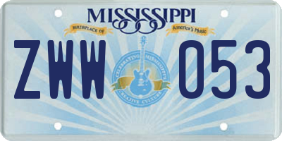 MS license plate ZWW053