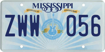 MS license plate ZWW056