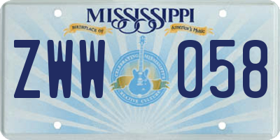 MS license plate ZWW058