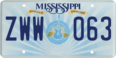 MS license plate ZWW063