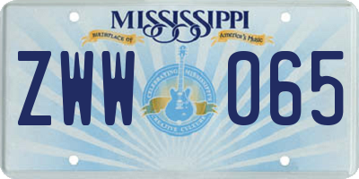 MS license plate ZWW065