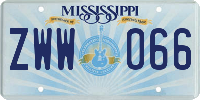 MS license plate ZWW066