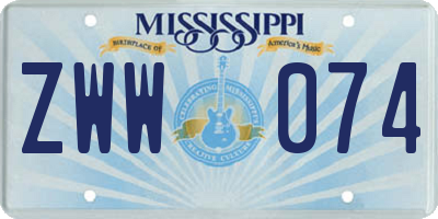 MS license plate ZWW074