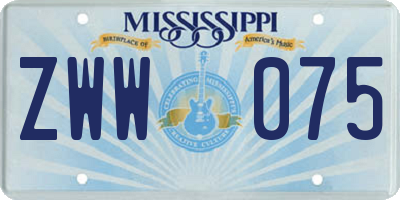 MS license plate ZWW075