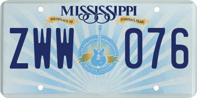 MS license plate ZWW076
