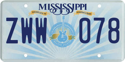 MS license plate ZWW078