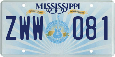 MS license plate ZWW081