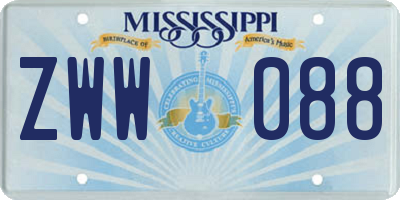 MS license plate ZWW088