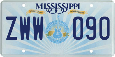 MS license plate ZWW090