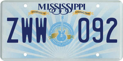 MS license plate ZWW092