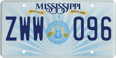 MS license plate ZWW096