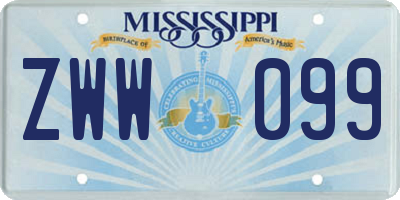 MS license plate ZWW099