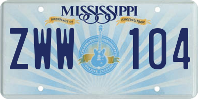 MS license plate ZWW104