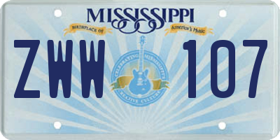 MS license plate ZWW107