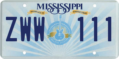 MS license plate ZWW111