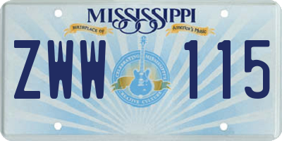 MS license plate ZWW115