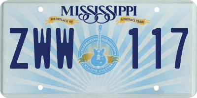MS license plate ZWW117