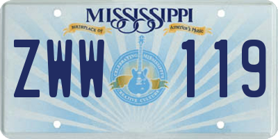 MS license plate ZWW119
