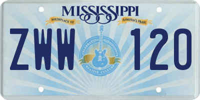 MS license plate ZWW120