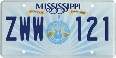 MS license plate ZWW121
