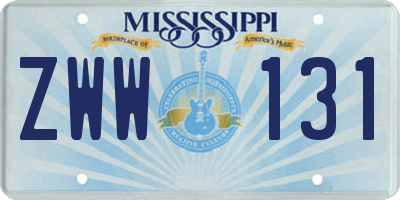 MS license plate ZWW131