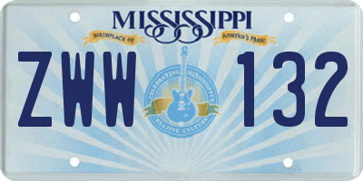 MS license plate ZWW132