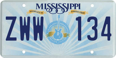 MS license plate ZWW134