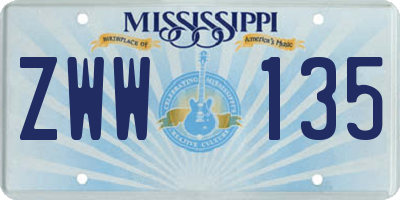 MS license plate ZWW135