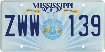 MS license plate ZWW139