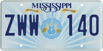 MS license plate ZWW140
