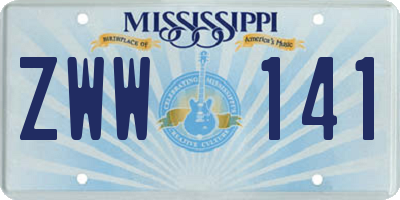 MS license plate ZWW141