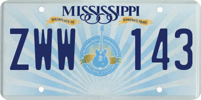 MS license plate ZWW143