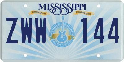 MS license plate ZWW144