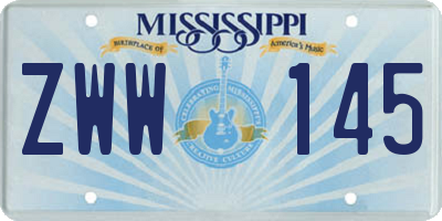 MS license plate ZWW145