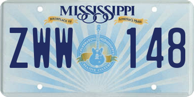 MS license plate ZWW148