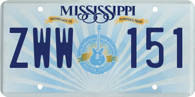 MS license plate ZWW151