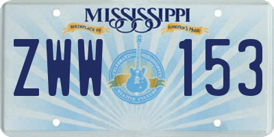 MS license plate ZWW153
