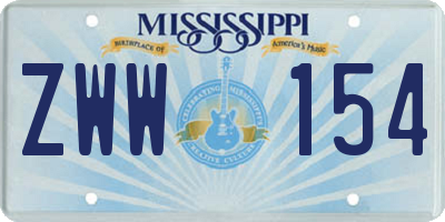 MS license plate ZWW154