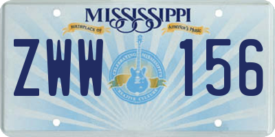 MS license plate ZWW156