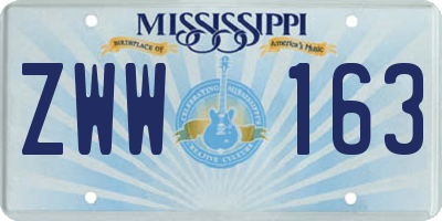 MS license plate ZWW163