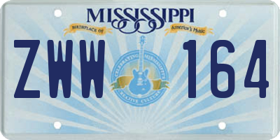 MS license plate ZWW164