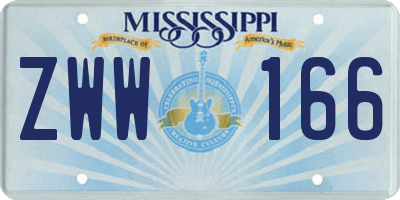 MS license plate ZWW166